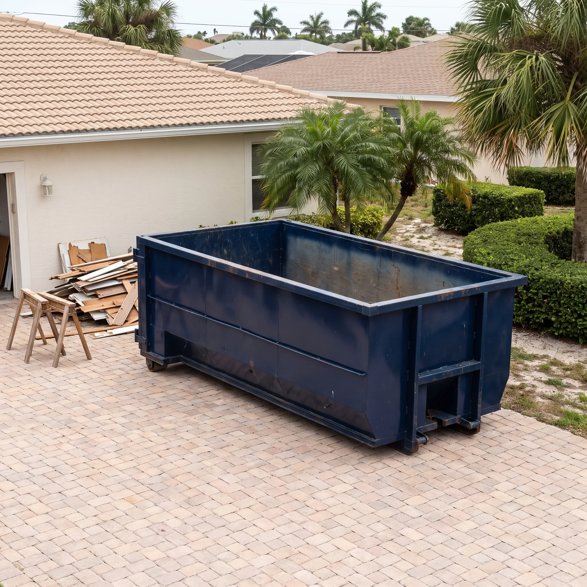 Dumpster on a Levy County, FL job site