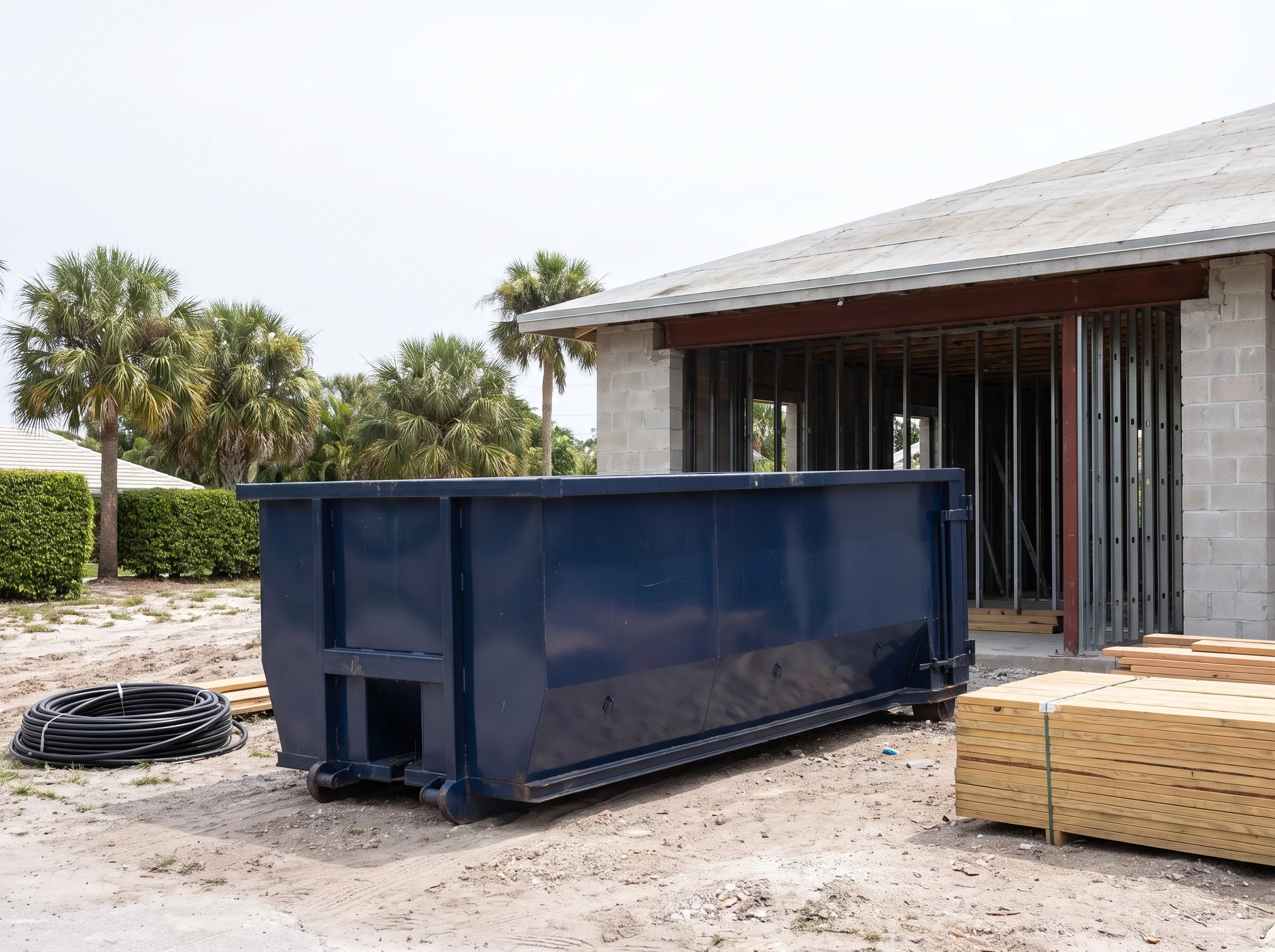 Roll-off dumpster being loaded in Ocala, FL